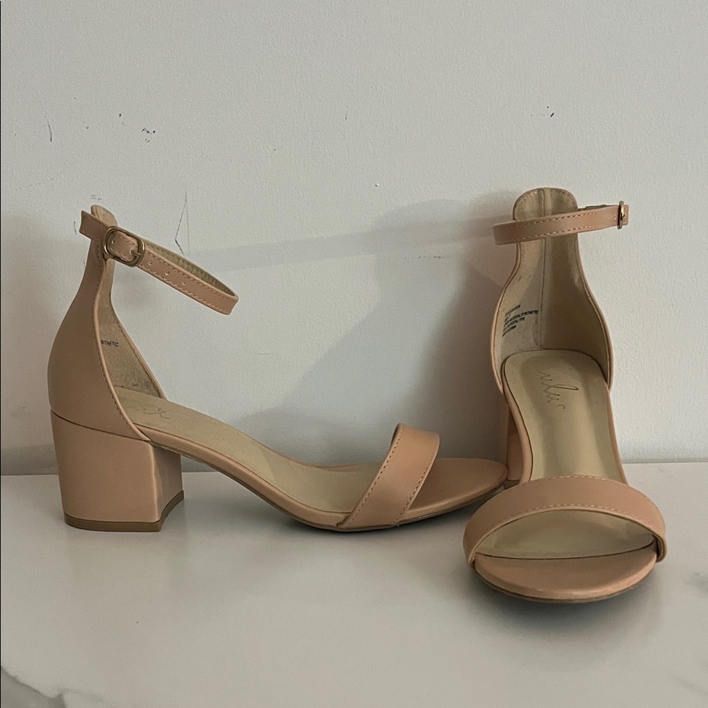 Lulu's Tan Ankle Strap Block Heels